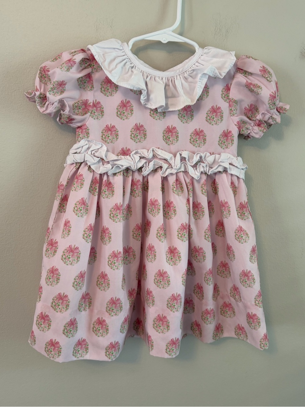 Cecil and Lou Pink Wreath Ruffle Sleeve Girls Dress